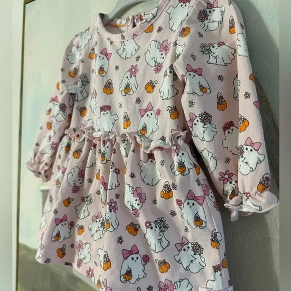 RUFFLE BUTTS Boos & Bows Spandex Romper Ghosts Pumpkins Size 6-12M - Picture 7 of 10
